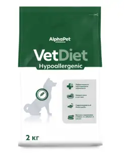 AlphaPet Vet Diet Hypoallergenic сухой корм для взрослых собак всех пород при пищевой аллергии и непереносимости ингредиентов