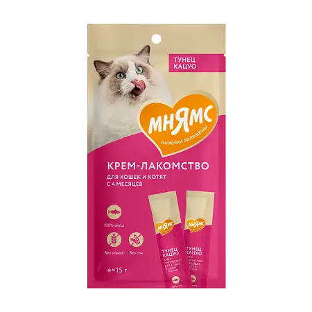 Купить Мнямс крем-лакомство для кошек с тунцом кацуо